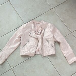 H&M Light Pink  Leather Jacket with Star Lining  Girls Size 12